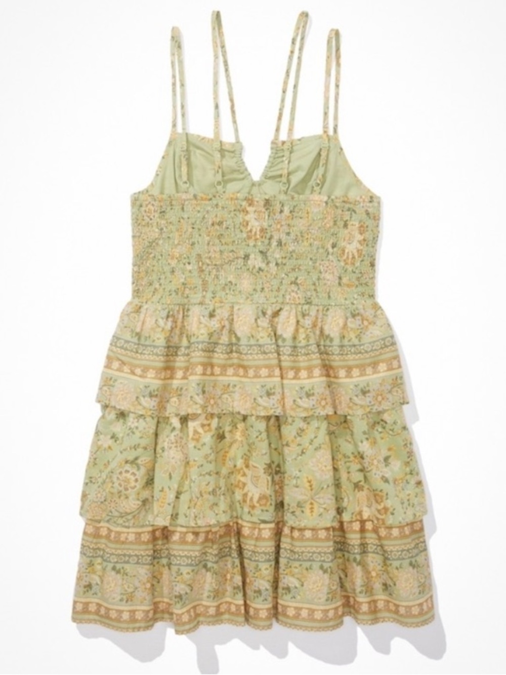 ❣️SOLD❣️ AMERICAN EAGLE OUTFITTERS TIERED HALTER 100% COTTON DOUBLE STRAP DRESS - Picture 3 of 10